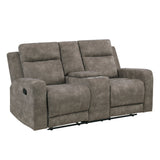 Muncie Brown Double Reclining Loveseat with Center Console by Homelegance at Eve Furniture