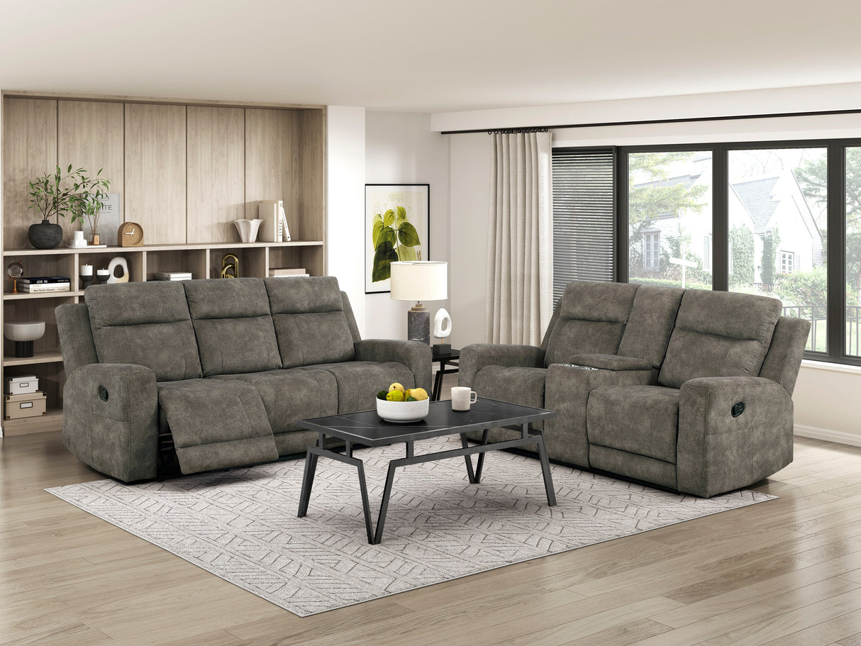 Muncie Brown Double Reclining Sofa by Homelegance at Eve Furniture