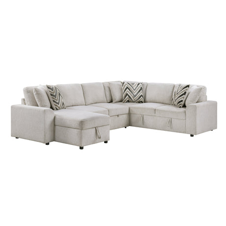 Myrtle Beige 3-Piece Sectional with Pull-out Bed by Homelegance at Eve Furniture