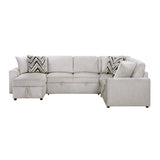 Myrtle Beige 3-Piece Sectional with Pull-out Bed by Homelegance at Eve Furniture
