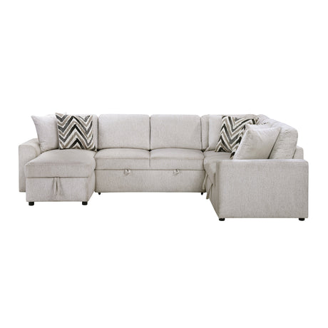 Myrtle Beige 3-Piece Sectional with Pull-out Bed by Homelegance at Eve Furniture