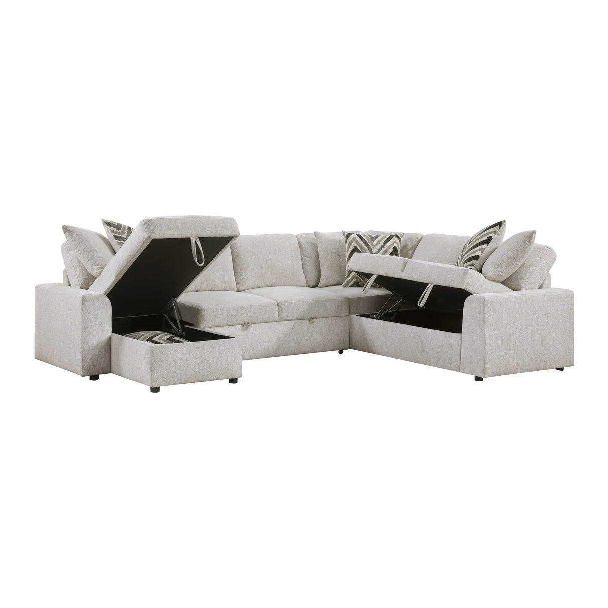 Myrtle Beige 3-Piece Sectional with Pull-out Bed by Homelegance at Eve Furniture