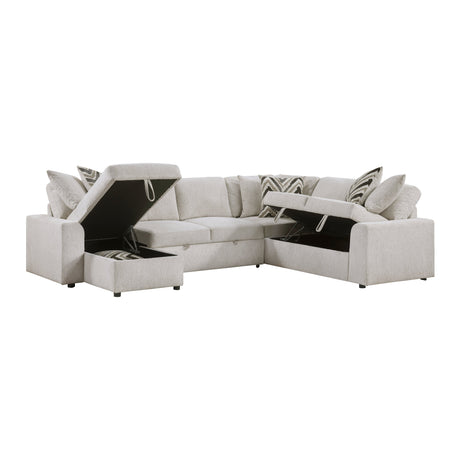 Myrtle Beige 3-Piece Sectional with Pull-out Bed by Homelegance at Eve Furniture
