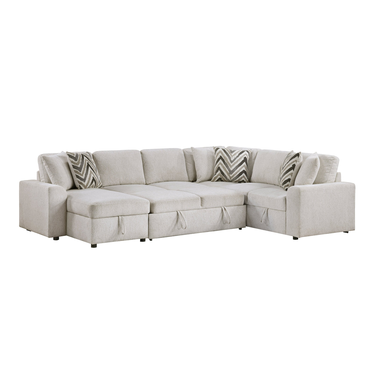 Myrtle Beige 3-Piece Sectional with Pull-out Bed by Homelegance at Eve Furniture