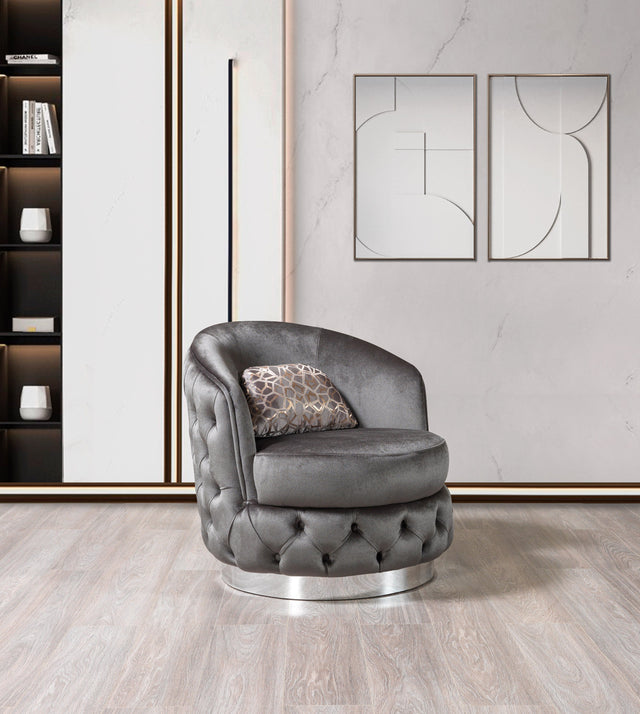 Lupino Gray Velvet Chair - Eve Furniture