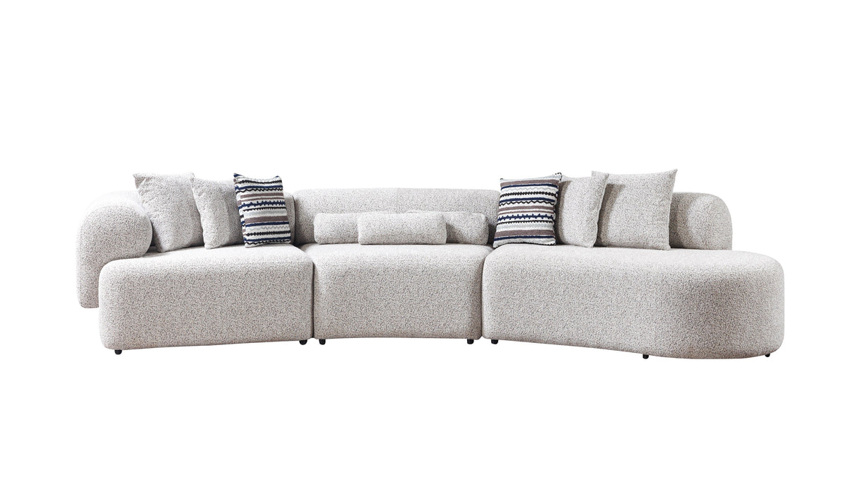 Lena Stone Boucle 3-Piece Curved Sectional