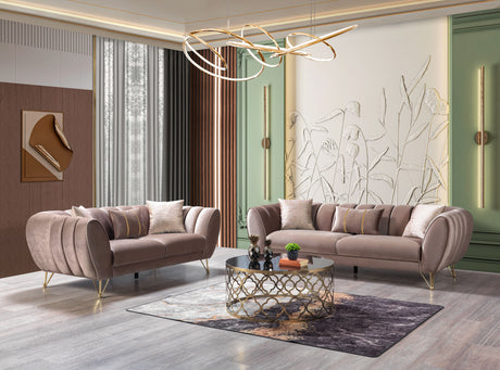 Merida Coffee Velvet Sofa & Loveseat - Eve Furniture