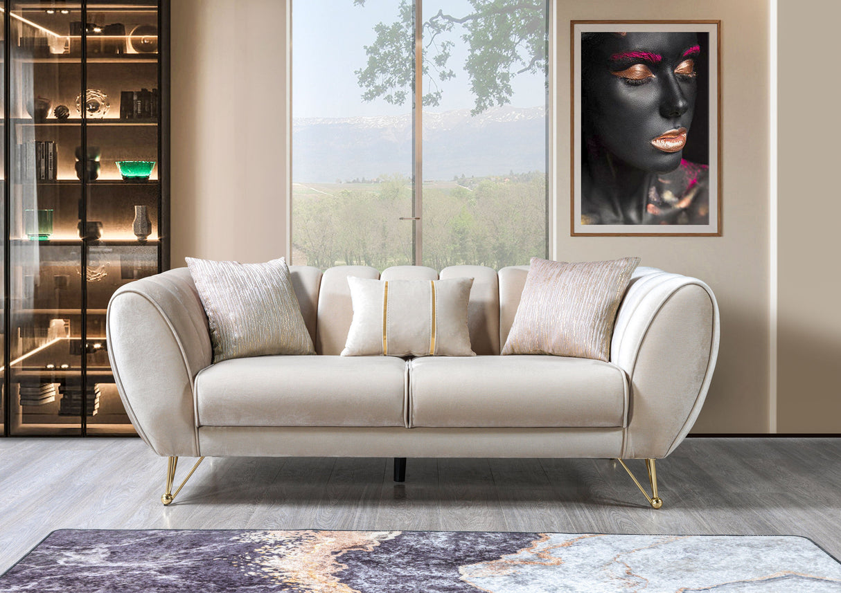 Merida Ivory Velvet Living Room Set