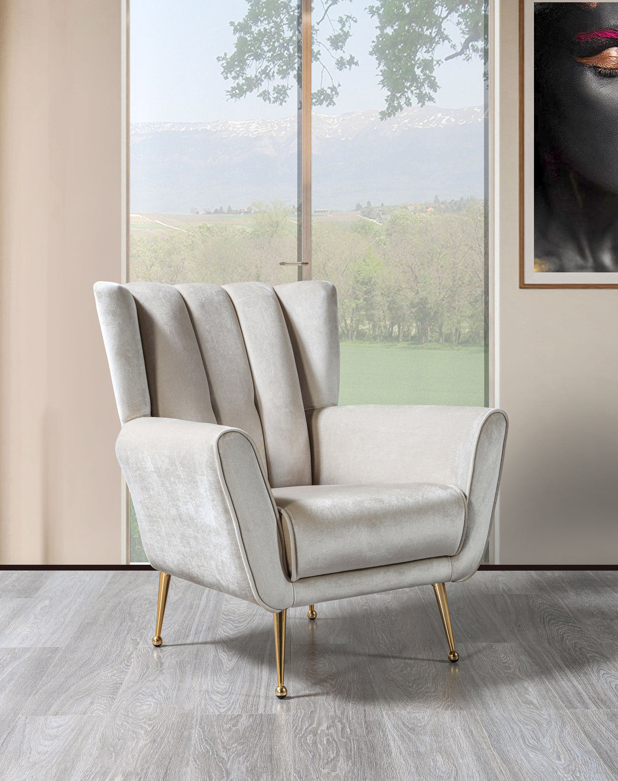 Merida Ivory Velvet Chair - Eve Furniture