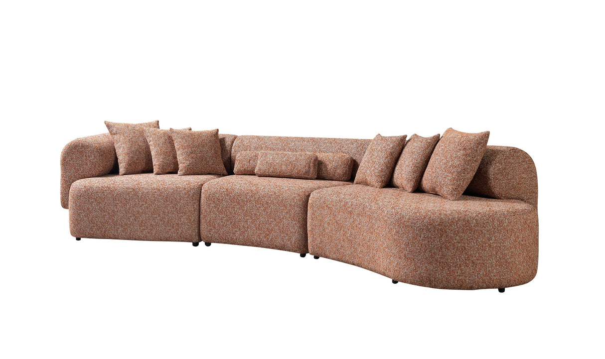 Lena Orange Boucle 3-Piece Curved Sectional