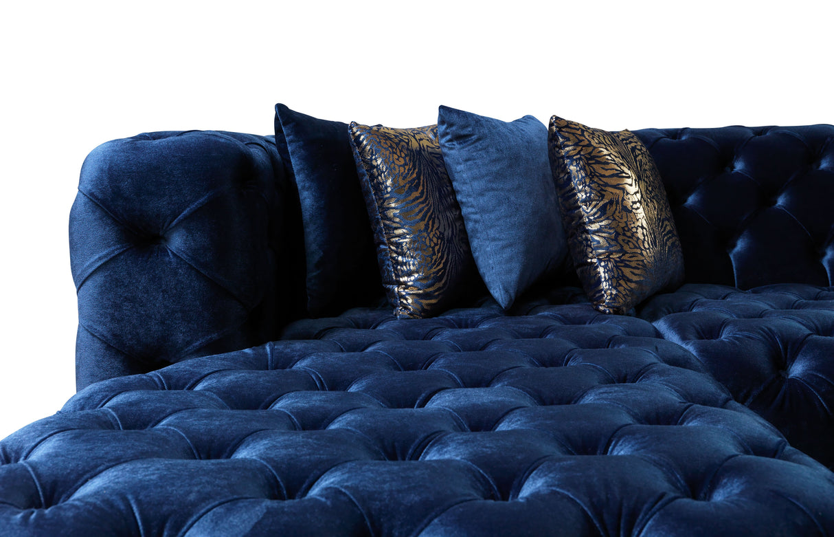 Neva Blue Velvet Double Chaise Sectional