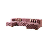 Neva Pink Velvet Double Chaise Sectional