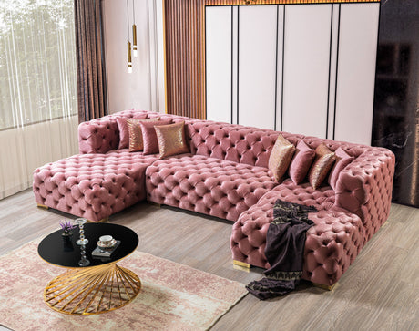 Neva Pink Velvet Double Chaise Sectional