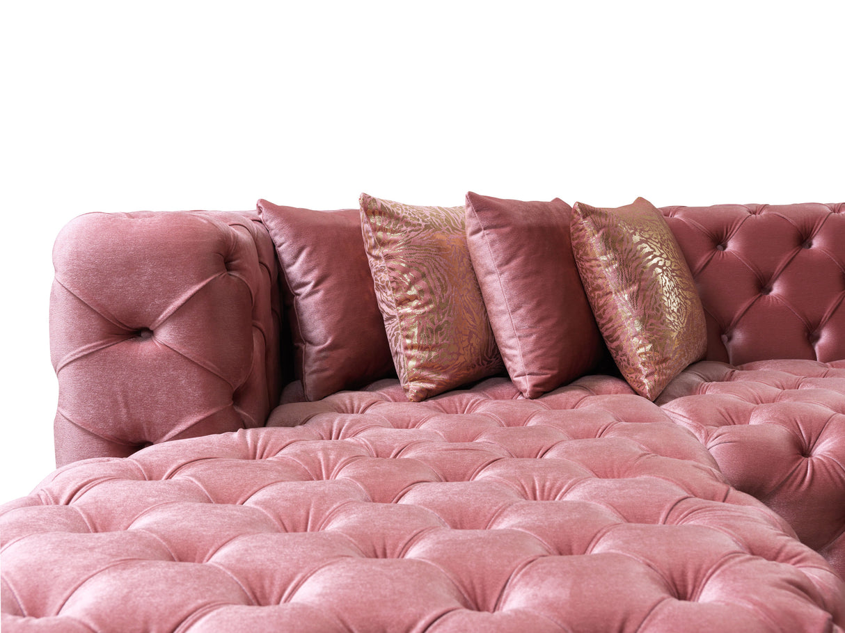 Neva Pink Velvet Double Chaise Sectional