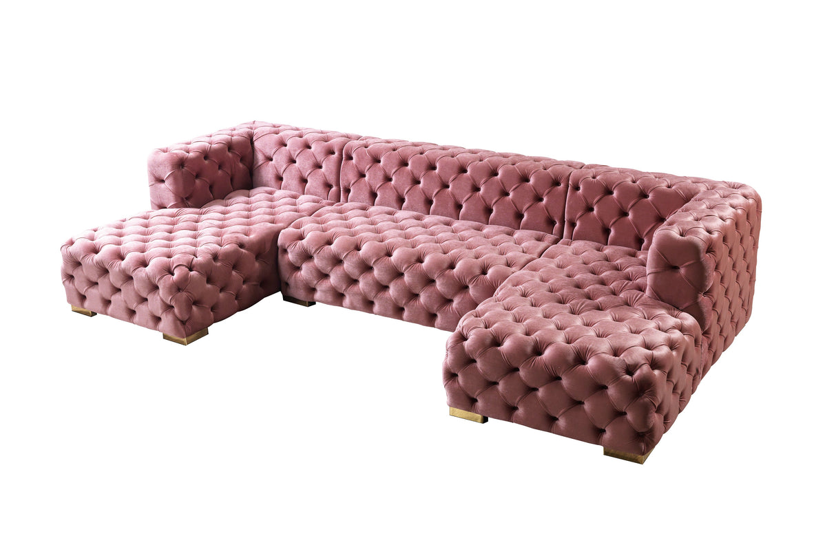 Neva Pink Velvet Double Chaise Sectional