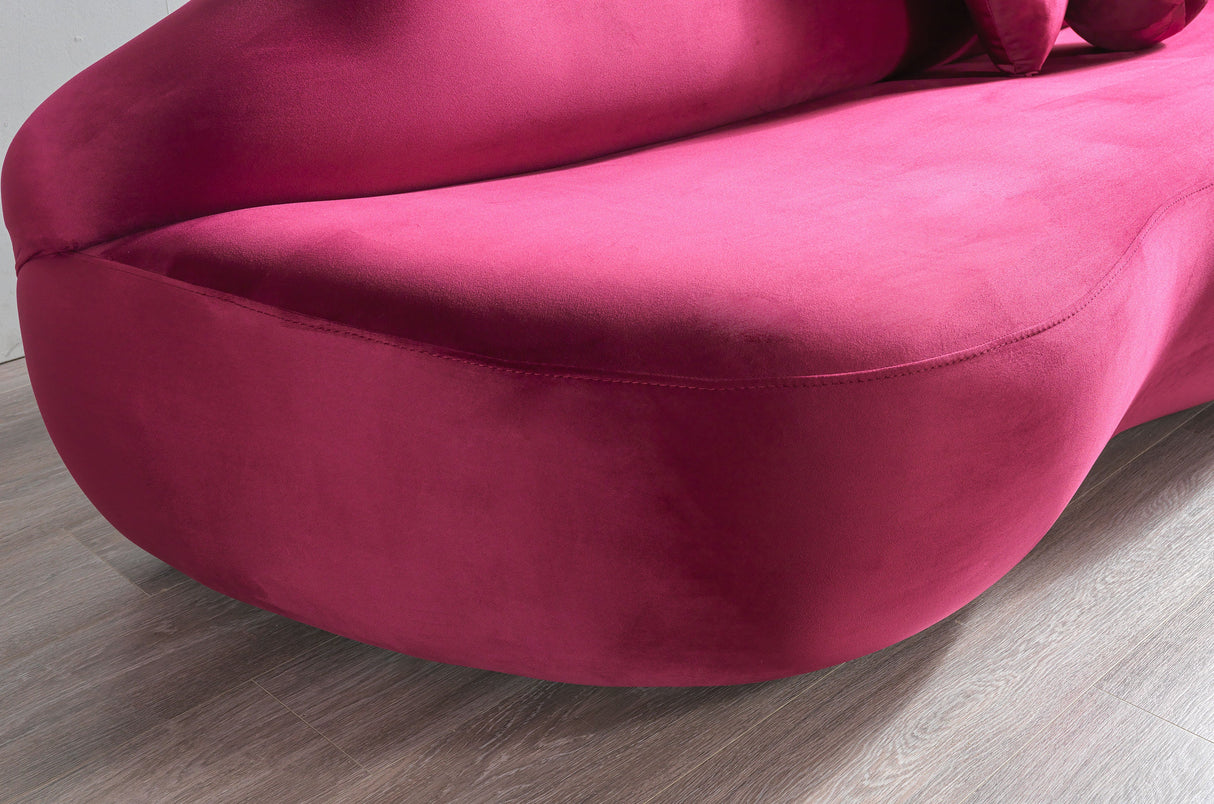 Lips Maroon Velvet Loveseat 81"