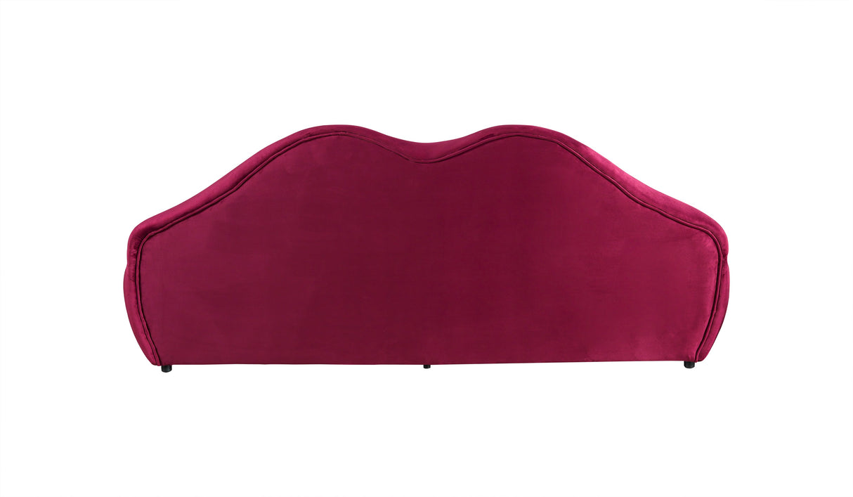 Lips Maroon Velvet Loveseat 81"