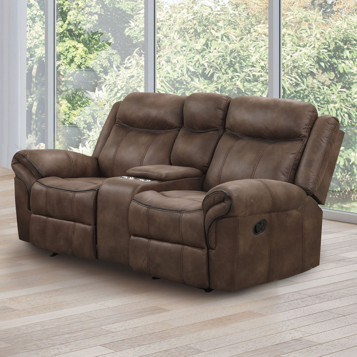 Agata Brown Glider Recliner Loveseat