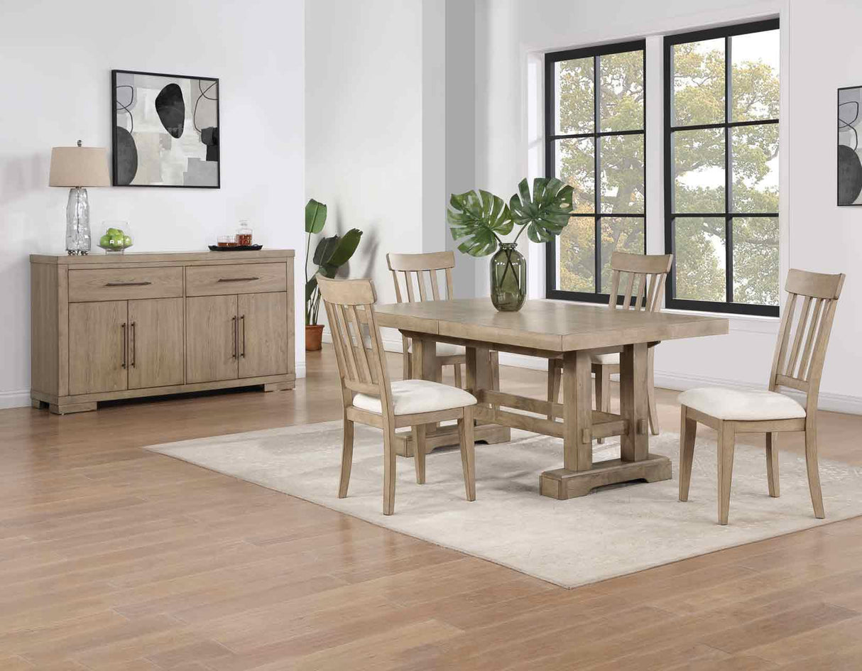 Napa 108-inch Dining Table with 2/18-inch Leaves, Sand by Steve Silver at Eve Furniture