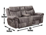 Nashville Gray Manual Glider Recliner Console Loveseat by Steve Silver at Eve Furniture