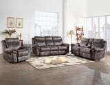 Nashville Grey Reclining Sofa w/Drop-Down Console by Steve Silver at Eve Furniture