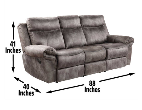 Nashville Grey Reclining Sofa w/Drop-Down Console by Steve Silver at Eve Furniture