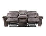 Nashville Grey Reclining Sofa w/Drop-Down Console by Steve Silver at Eve Furniture