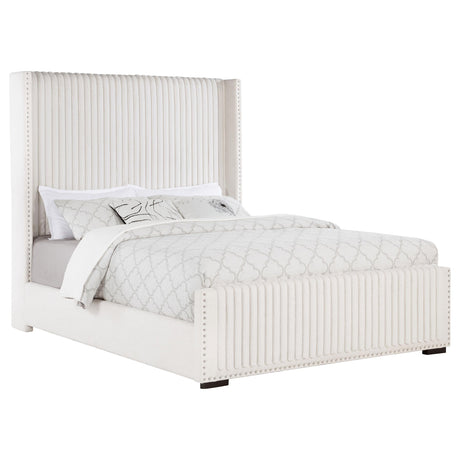 Natasha Cream 69-inch Upholstered Queen Wingback Bed by Coaster at Eve Furniture