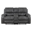 Newnan Gray Double Glider Reclining Loveseat with Center Console by Homelegance at Eve Furniture