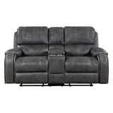 Newnan Gray Double Glider Reclining Loveseat with Center Console by Homelegance at Eve Furniture