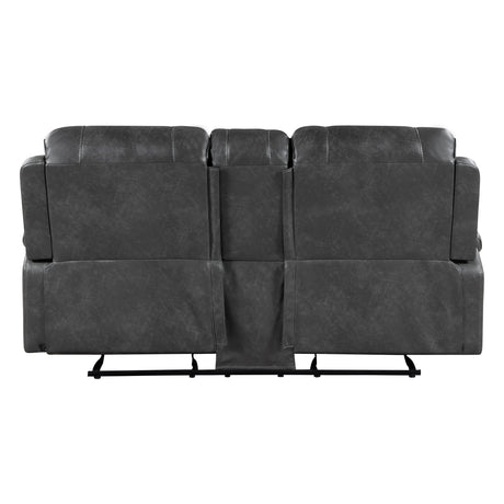 Newnan Gray Double Glider Reclining Loveseat with Center Console by Homelegance at Eve Furniture