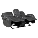 Newnan Gray Double Glider Reclining Loveseat with Center Console by Homelegance at Eve Furniture