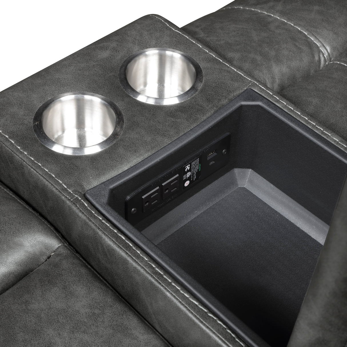 Newnan Gray Double Glider Reclining Loveseat with Center Console by Homelegance at Eve Furniture