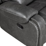 Newnan Gray Double Glider Reclining Loveseat with Center Console by Homelegance at Eve Furniture
