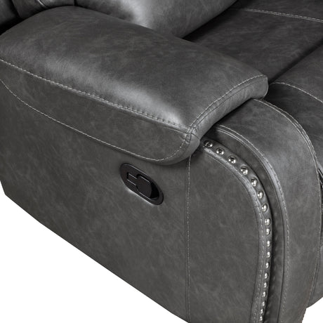 Newnan Gray Double Glider Reclining Loveseat with Center Console by Homelegance at Eve Furniture