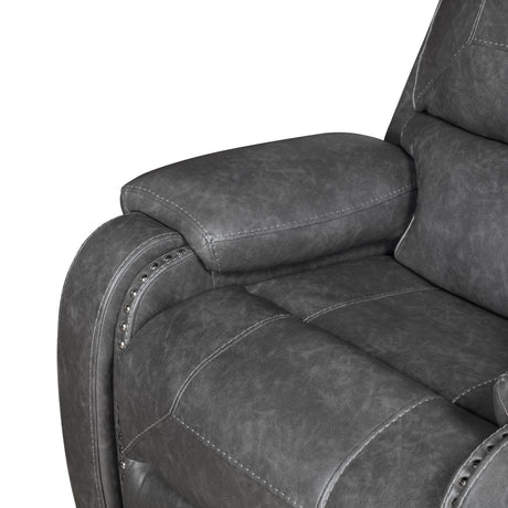 Newnan Gray Double Glider Reclining Loveseat with Center Console by Homelegance at Eve Furniture