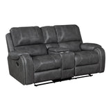 Newnan Gray Double Glider Reclining Loveseat with Center Console by Homelegance at Eve Furniture