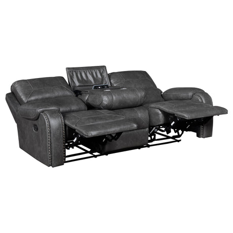 Newnan Gray Double Reclining Sofa by Homelegance at Eve Furniture