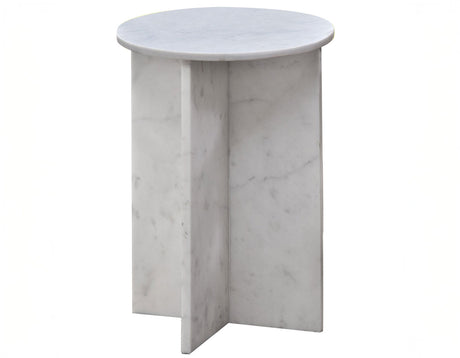 Niki Banswara White Solid Marble Accent Table by Steve Silver at Eve Furniture