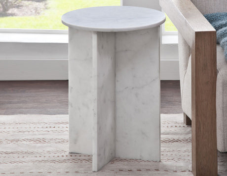 Niki Banswara White Solid Marble Accent Table by Steve Silver at Eve Furniture
