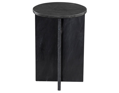 Niki Solid Black Marquina Marble Accent Table by Steve Silver at Eve Furniture