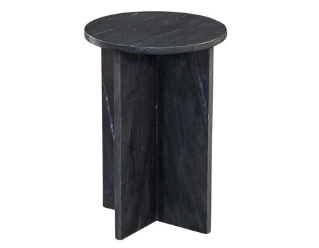 Niki Solid Black Marquina Marble Accent Table by Steve Silver at Eve Furniture