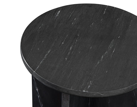 Niki Solid Black Marquina Marble Accent Table by Steve Silver at Eve Furniture