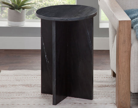 Niki Solid Black Marquina Marble Accent Table by Steve Silver at Eve Furniture