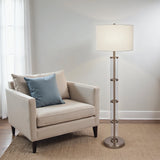 Nimbus Brushed Nickel Floor Lamp with 3-Way Rotary Switch Clear Glass Body Metal Base by Ashcroft Imports at Eve Furniture