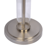 Nimbus Brushed Nickel Floor Lamp with 3-Way Rotary Switch Clear Glass Body Metal Base by Ashcroft Imports at Eve Furniture