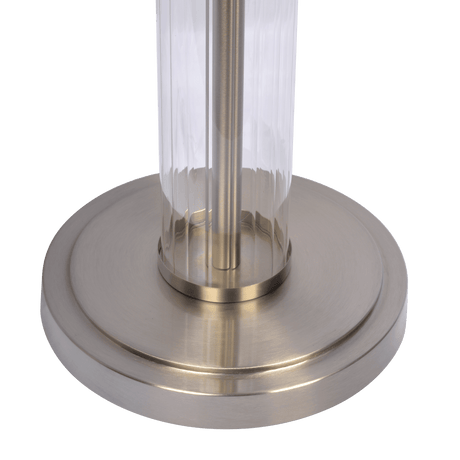 Nimbus Brushed Nickel Floor Lamp with 3-Way Rotary Switch Clear Glass Body Metal Base by Ashcroft Imports at Eve Furniture