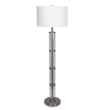 Nimbus Brushed Nickel Floor Lamp with 3-Way Rotary Switch Clear Glass Body Metal Base by Ashcroft Imports at Eve Furniture