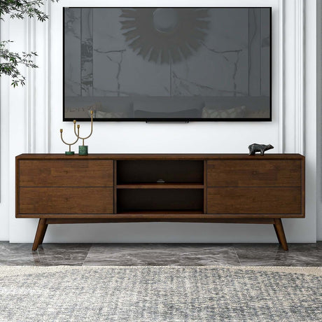 Caroline Mid Century Modern Style Walnut TV Stand Up To 72" by Ashcroft Imports at Eve Furniture