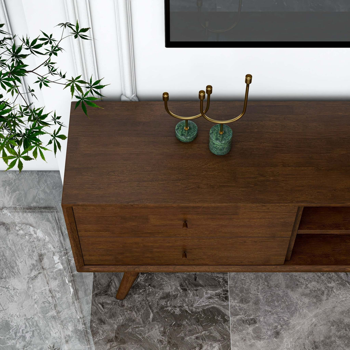 Caroline Mid Century Modern Style Walnut TV Stand Up To 72" by Ashcroft Imports at Eve Furniture